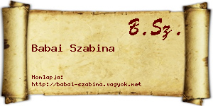 Babai Szabina névjegykártya